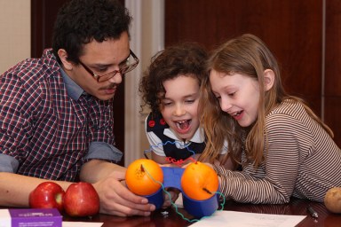 Students delight in discoveries like the electrical powers of the potato. — photo by Andrew Schwartz