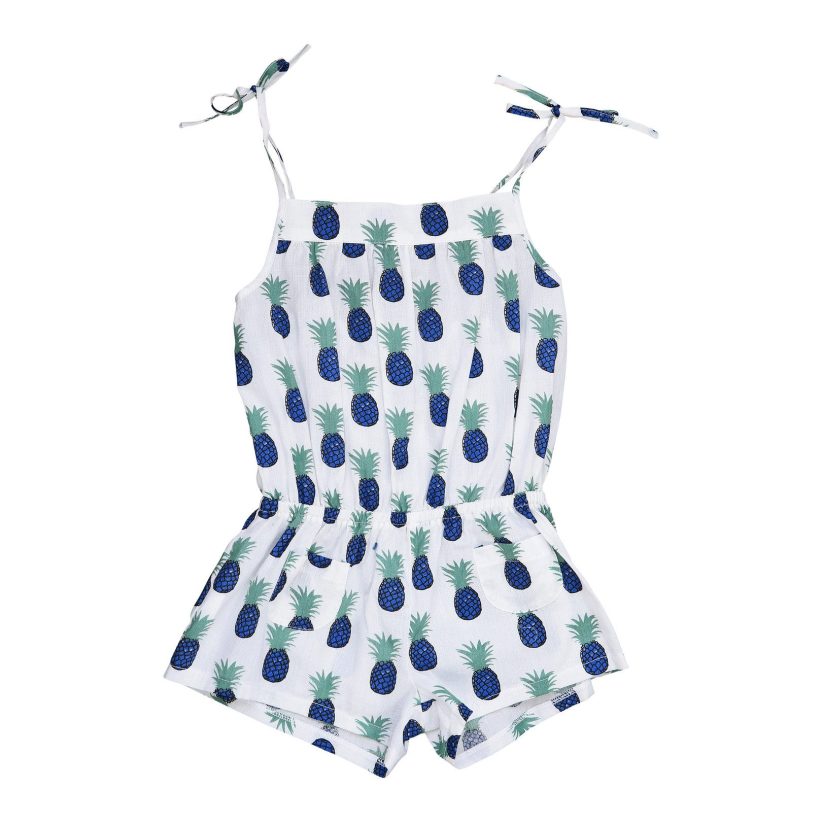 Busy Bees Francie Romper, Pineapple 