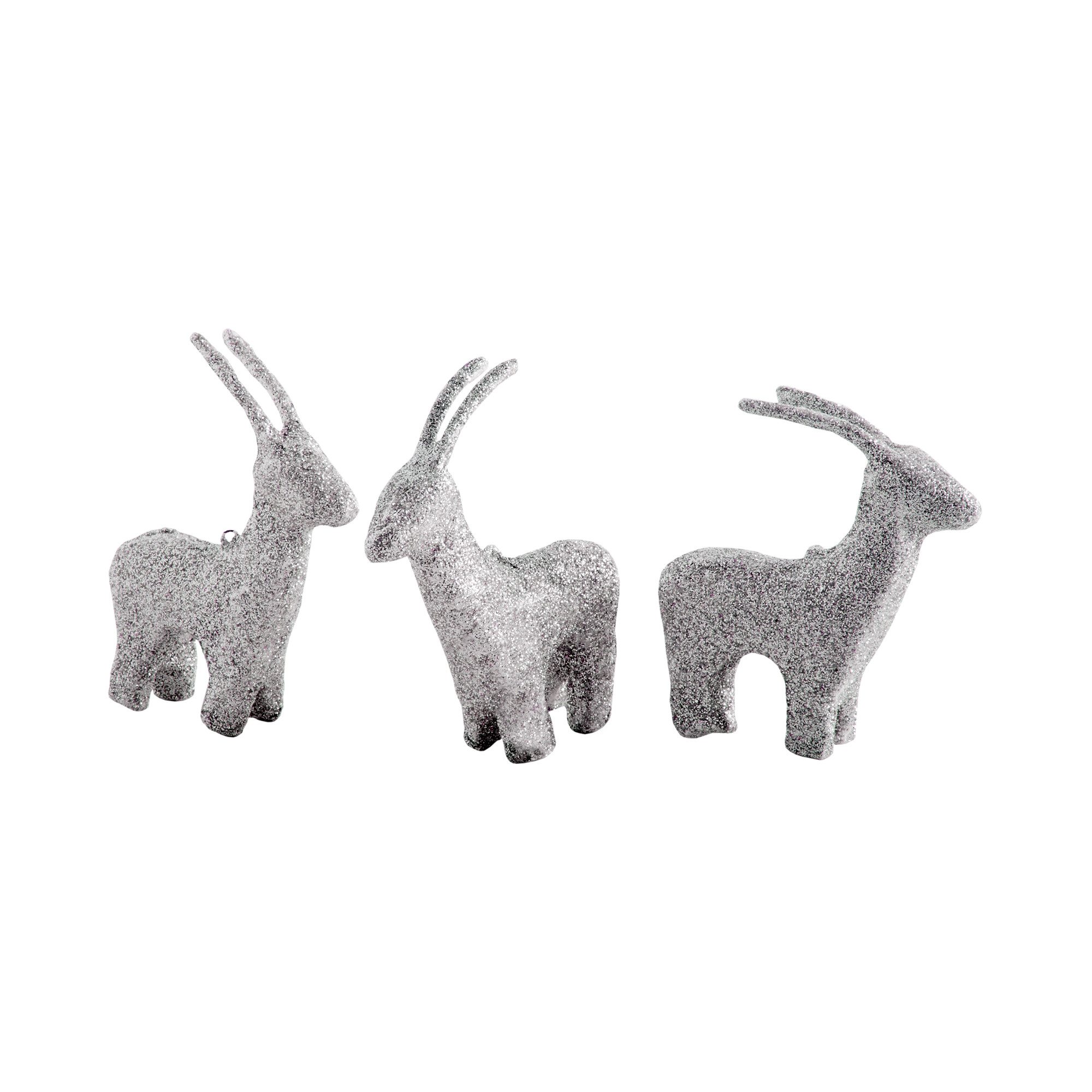 Dwell Studio Deer Ornaments in Silver Glitter (Set of 3)