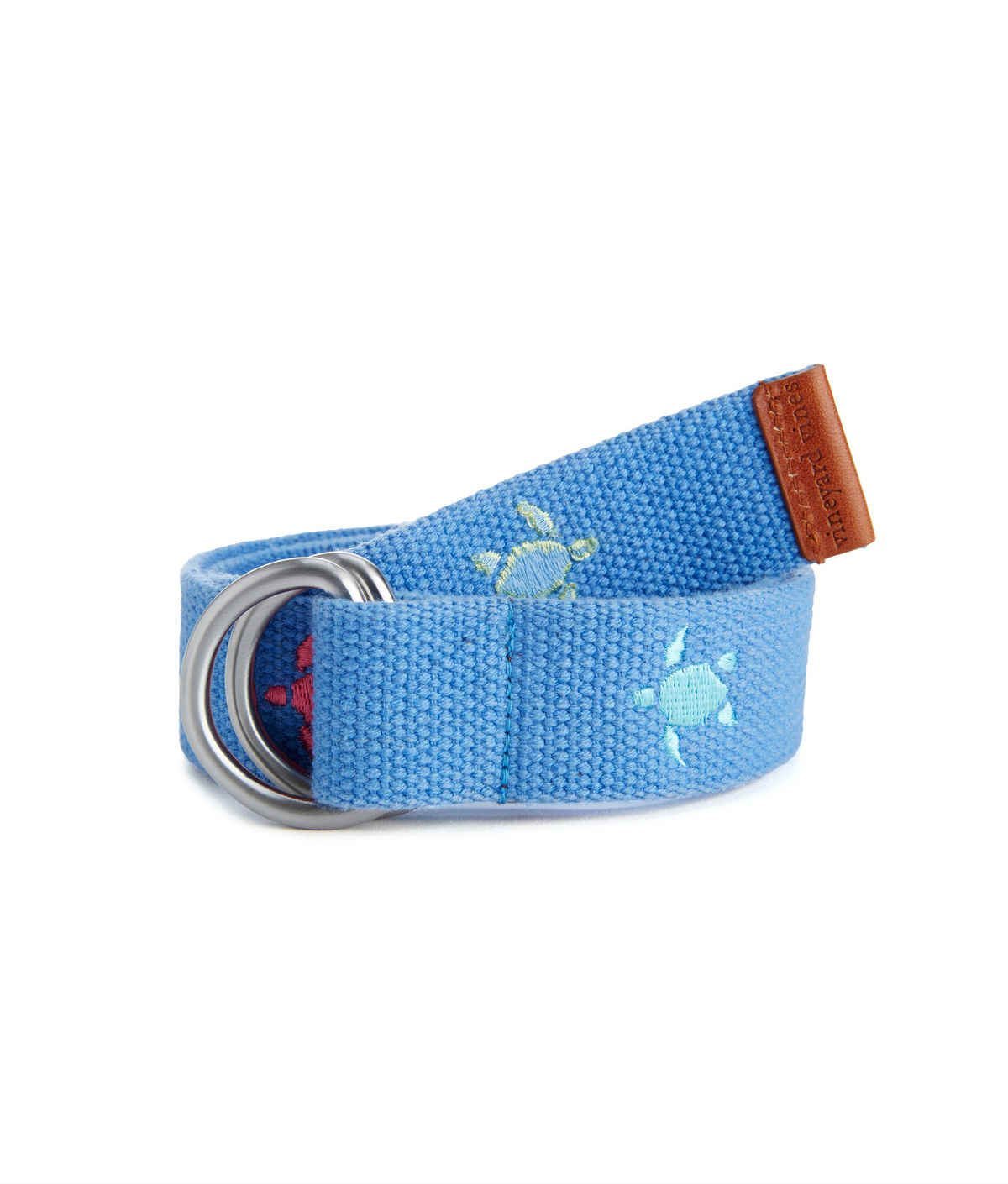 Vineyard Vines Boys Turtle Embroidered D-Ring Belt 