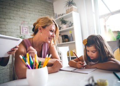 Mother Helping Daughter With Homework