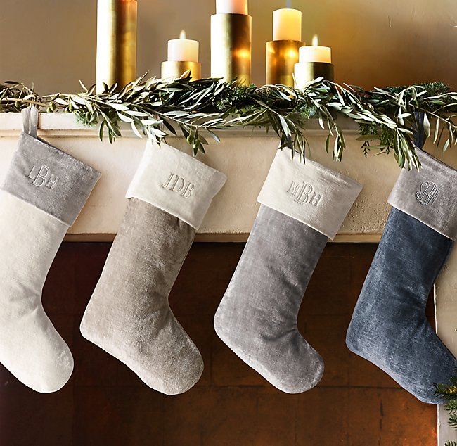 Restoration Hardware Italian Lustrous Velvet Stocking