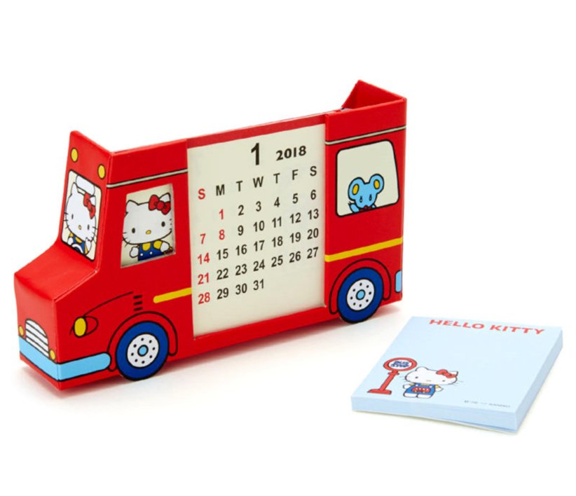 Hello Kitty Red Bus Desk Calendar: 2018