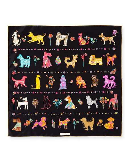 Salvatore Ferragamo Chinese Zodiac 2018 Year of the Dog Silk Scarf