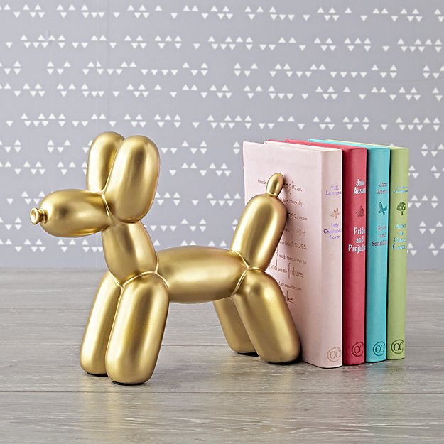 Land of Nod Balloon Animal Gold Dog Bookend