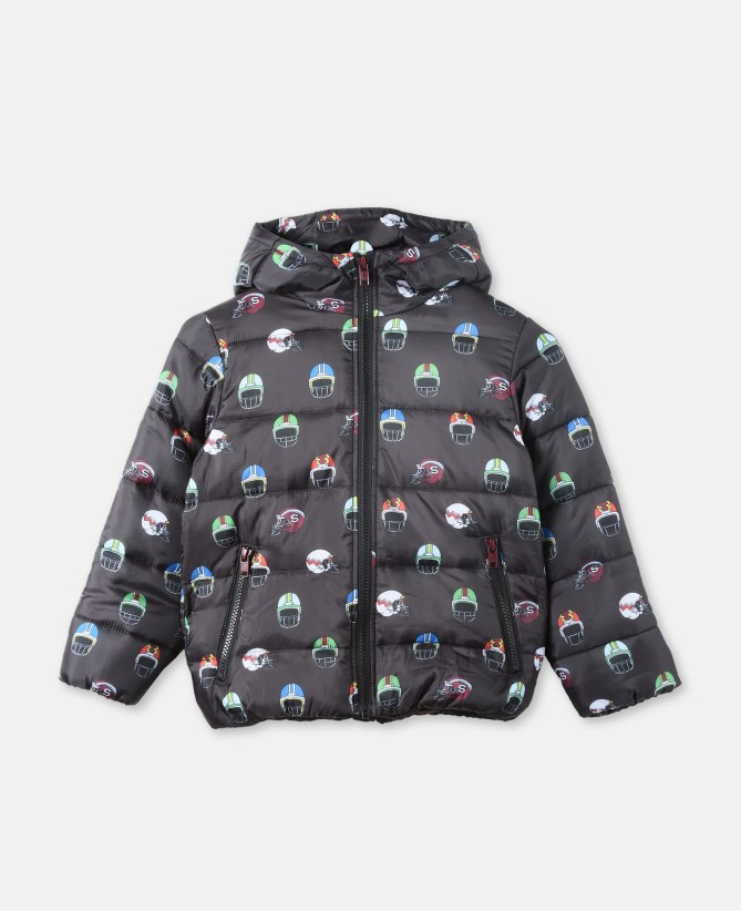 Stella McCartney Kids Hubert Black Helmet Print Down Jacket