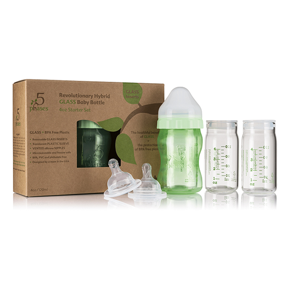 5 Phases 4-oz. Hybrid Glass Baby Bottle