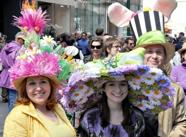 women with hats at easter parade