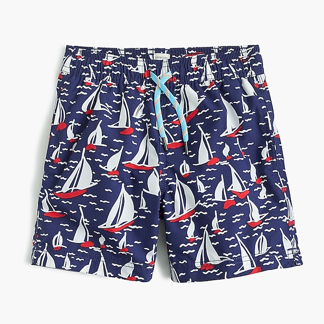 J.Crew Boys' Sailboat-Print Swim Trunk