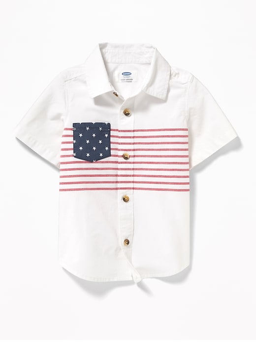 Old Navy Flag-Print Built-In Flex Shirt for Toddler Boys 