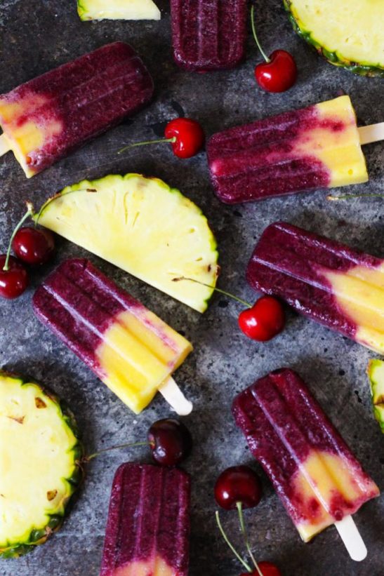 Cherry Pineapple Popsicles