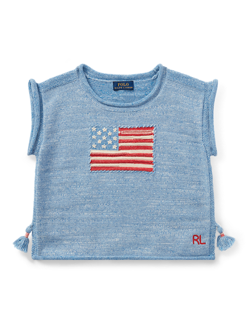 Ralph Lauren Kids Flag Tassel Cotton Sweater