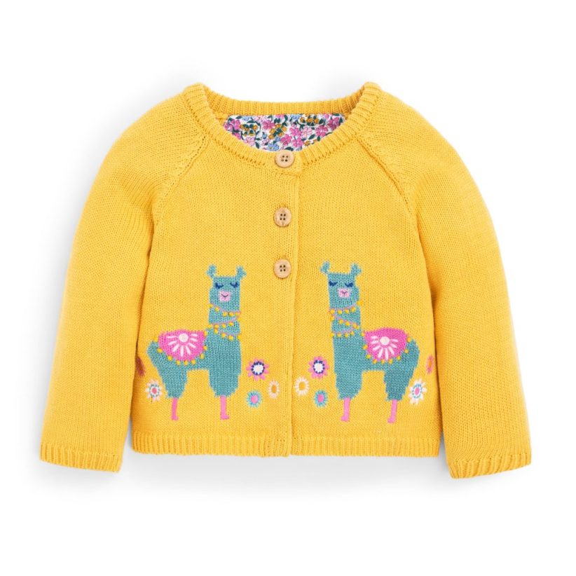 JoJo Maman Bébé Yellow Llama Cardigan