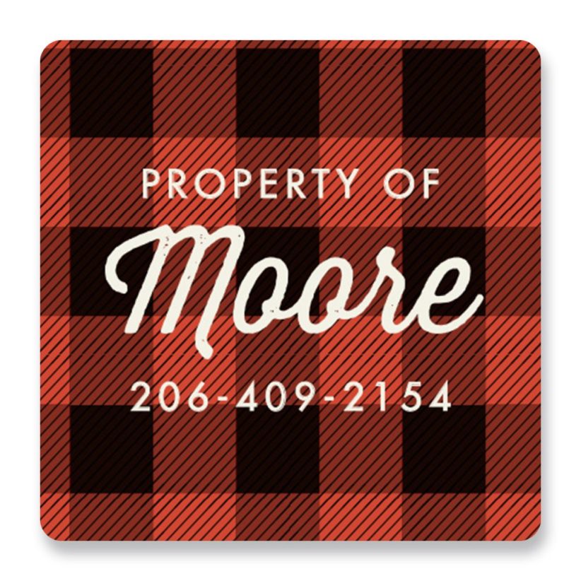 Buffalo Plaid Custom Name Labels by Karidy Walker for Minted