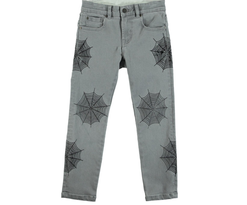 Stella McCartney Kids Web Print Grey Denim Trousers