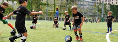 Super Soccer Sliders elementary kids drilling on the soccer field