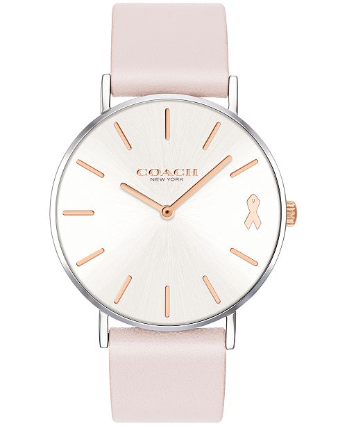 Coach Women's Perry Ice Pink Leather Strap Watch 36mm Created for Macy's 