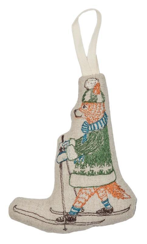 Coral & Tusk Skiing Fox Ornament 