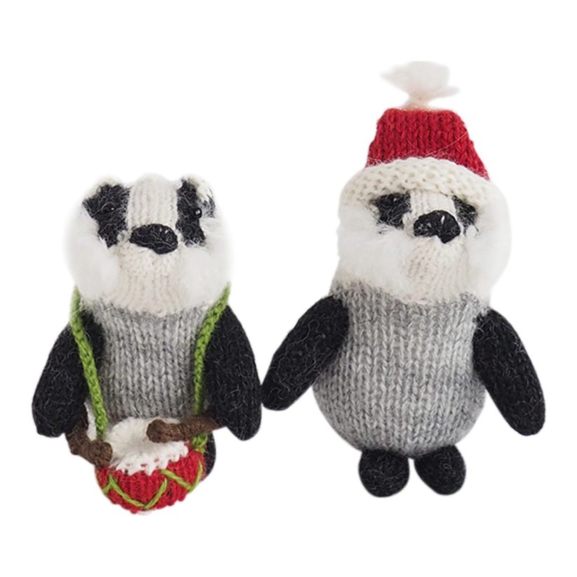 Melange Collection Set of 2 Badger Band Ornaments 