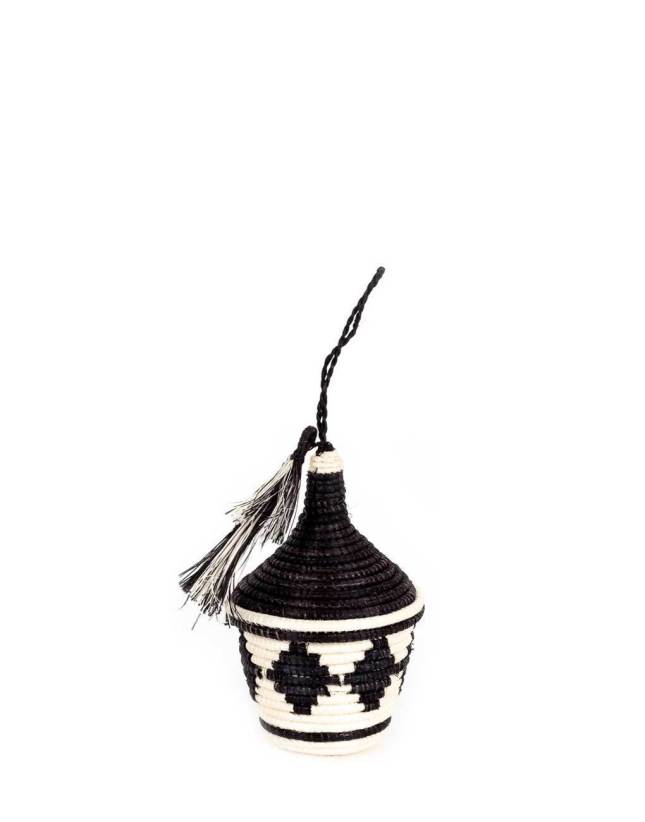 All Across Africa Tiny Ornamental Basket - Black & White Diamond