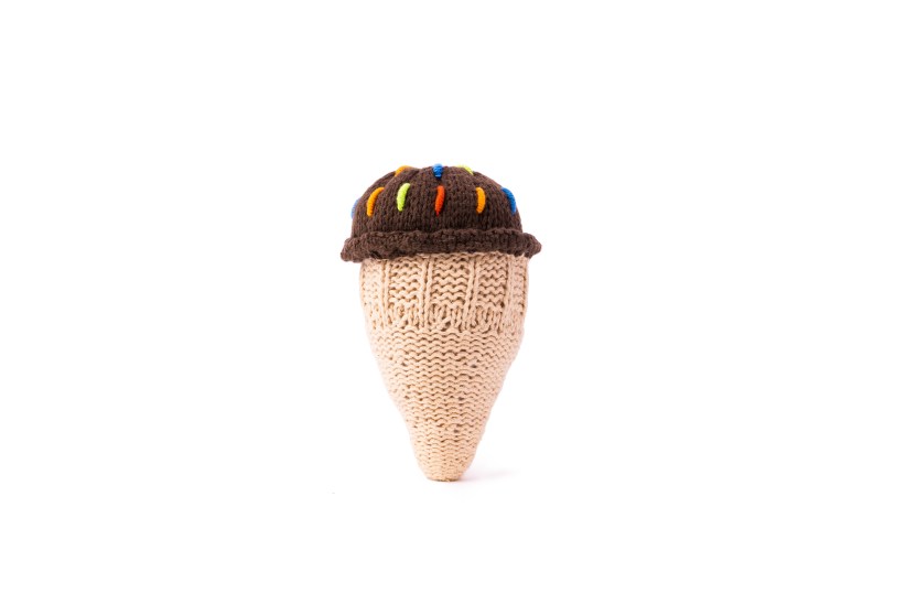 Made by Pebble Ice Cream Cone Rattle - Chocolate