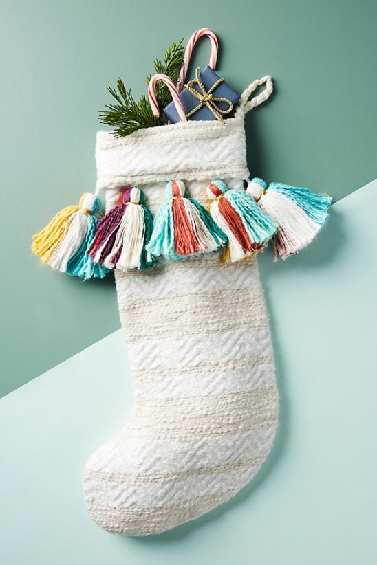 Anthropologie Treasured Tassel Stocking 