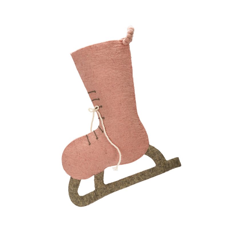 Arcadia Home Ice Skate Christmas Stocking, Pink 