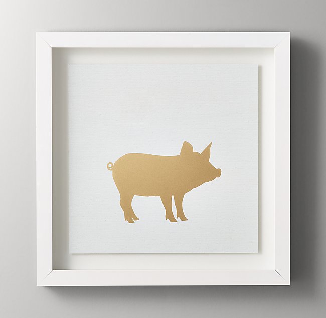 RH Baby & Child Animal Silhouette Metallic Foil Art - Pig