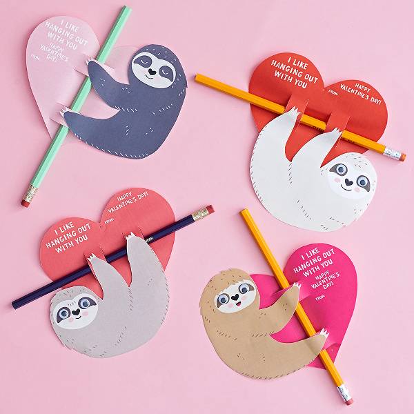 Paper Source Sloth Pencil Valentine Card Kit