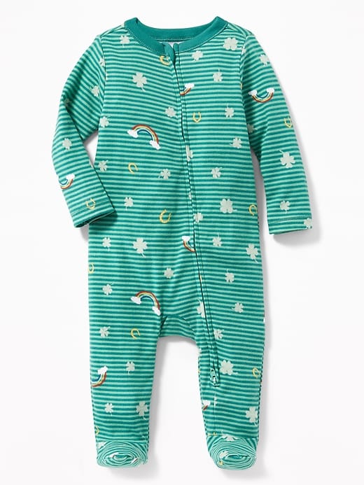 Old Navy St. Patrick's Day Print Footed One-Piece for Baby