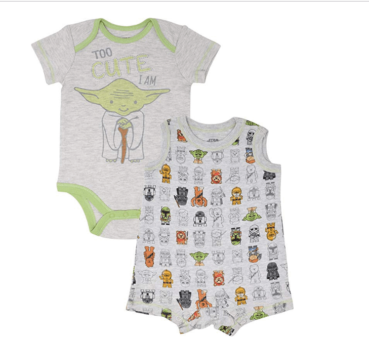 Star Wars Yoda Infant Baby Boys Bodysuit & Sleeveless Romper Clothing Set