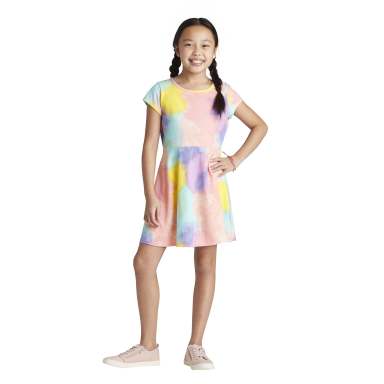 Cat & Jack Girls Short Sleeve Tie-Dye Dress