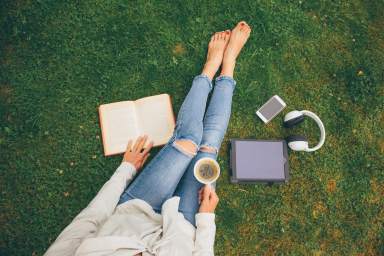 reading on the grass