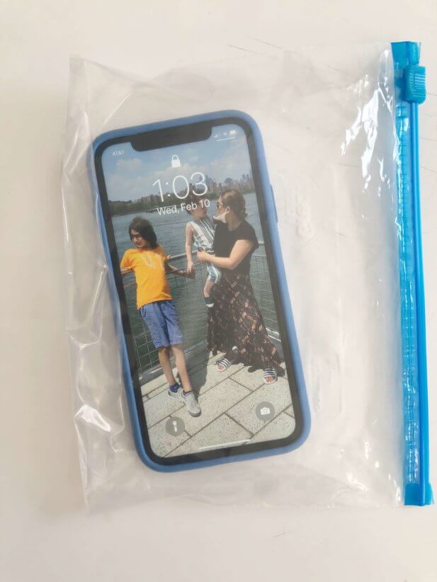 phone in a plastic bag