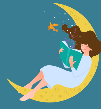 girl reading on the moon: mid-winter break books