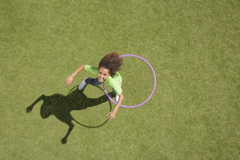 summer toys, girl with hula hoop