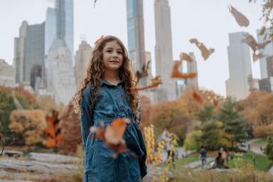 Latin girl in Central Park in New York during Autumn