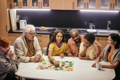 Family playing games at home