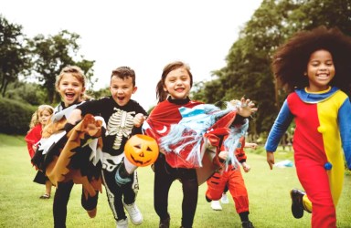 Little kids at a Halloween party