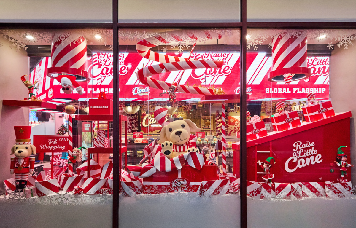 Raising Cane’s holiday window display