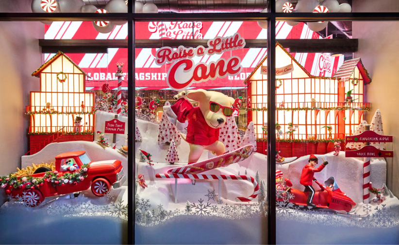 Raising Cane's holiday window display