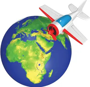 Cartoon-Globe-and-plane