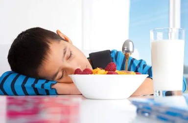 boy-sleeping-at-breakfast-table