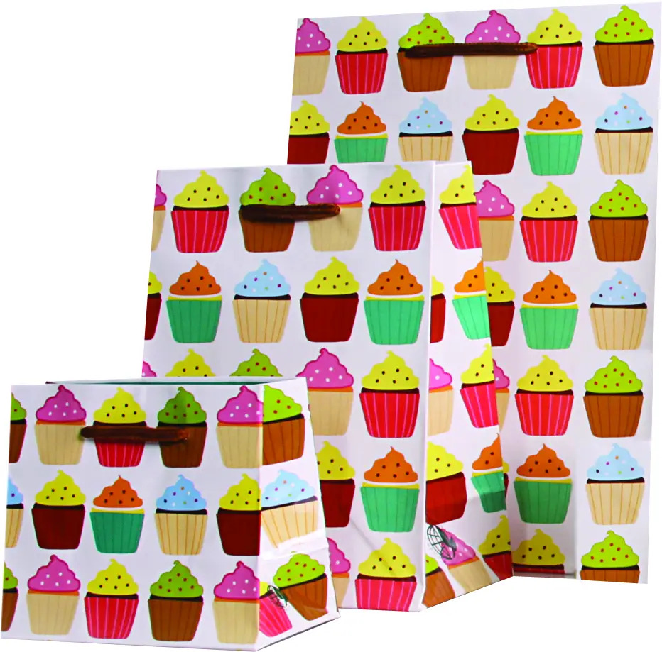 Gift bags with cupcake print.