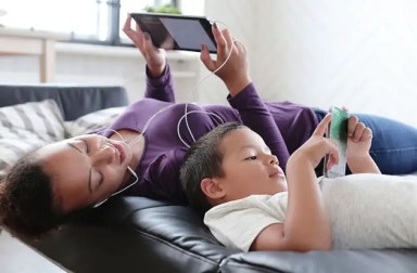 mom-and-son-on-phones