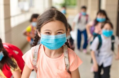 Children,Wearing,Face,Medical,Mask,Back,To,School,After,Covid-19