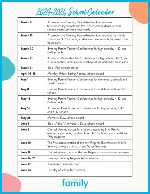 Printable NYC School Calendar for 2023-2024 is here!